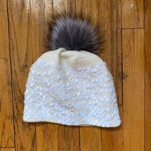 Cream Winter Hat w/ Angora